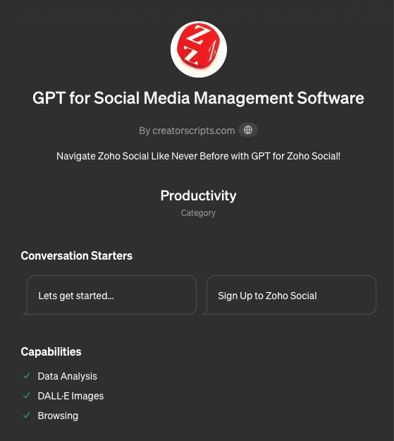 GPT for Zoho Social