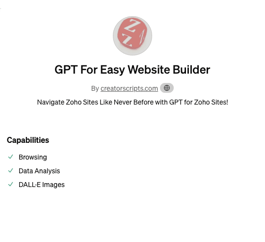GPT for Zoho Sites