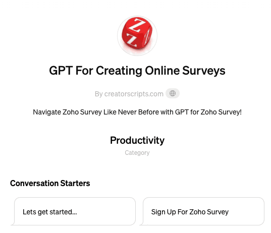 GPT for Zoho Survey