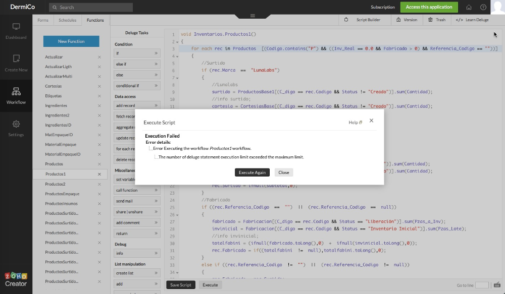 How to avoid reaching maximum limit on zoho creator iterations?